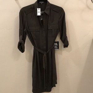 NEW Express Olive Shirt Dress Size Small